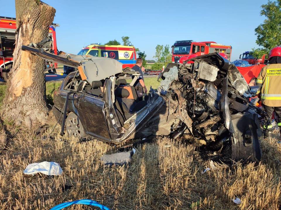 Śmiertelny wypadek na DK91! Nie żyje kierowca Toyoty, samochód jest całkowicie zniszczony